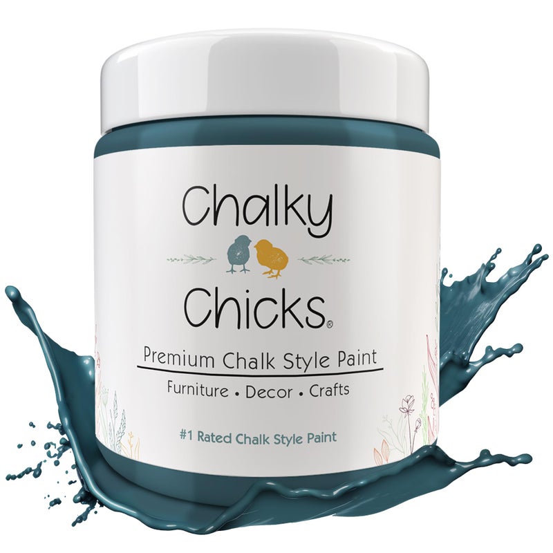 Chalky Chicks All-in-One Chalk Paint for Furniture or Cabinet - 16 Fl Oz - Matte Finish Jaded (Jade) for Metal, Wood Furniture Paint - No Sanding All-in-One for Home Decor & Crafts, USA Made - Image 1